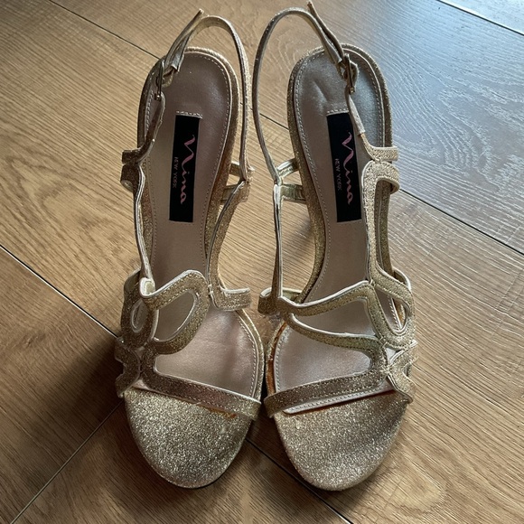Nina Shoes - Nina Gold Strappy Heels for Formal Elegance